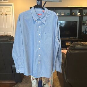 Izod blue and white checkered button-down long sleeve dress shirt. XXL